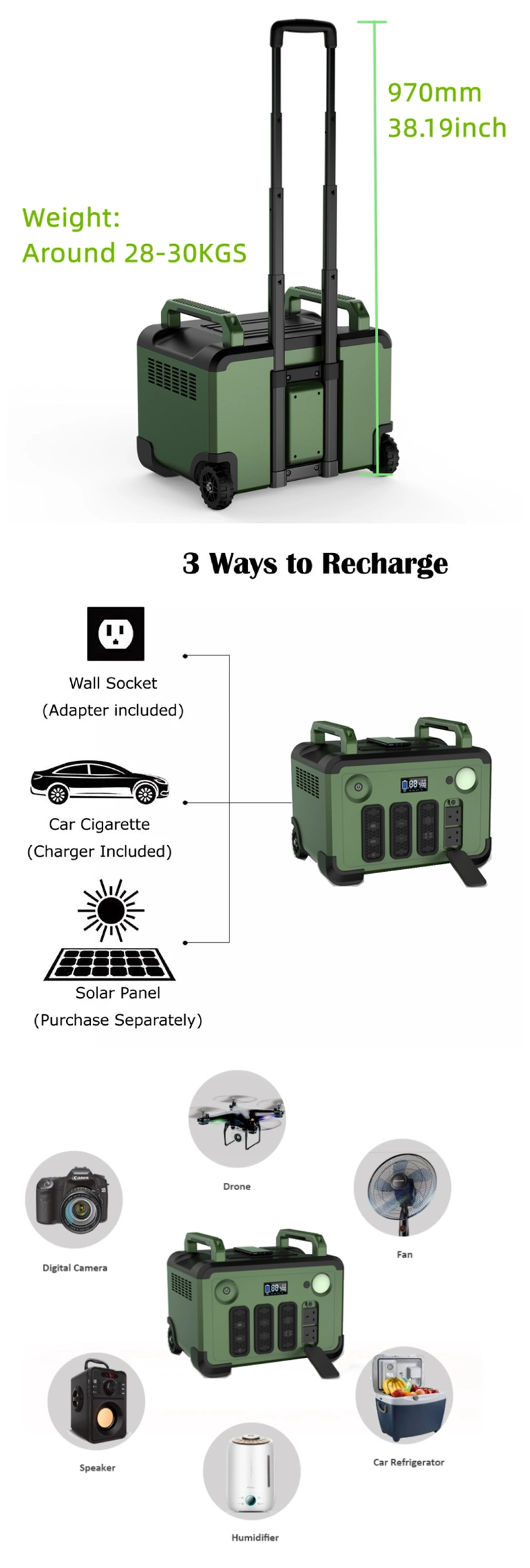 3kw Portable Power Source Rechargeable Battery Solar Energy Generator Portable Power Station for Outdoor Camping Travel